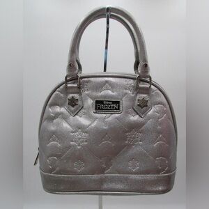 Loungefly X Disney Frozen Silver Glitter Embossed Dome Satchel Handbag Purse